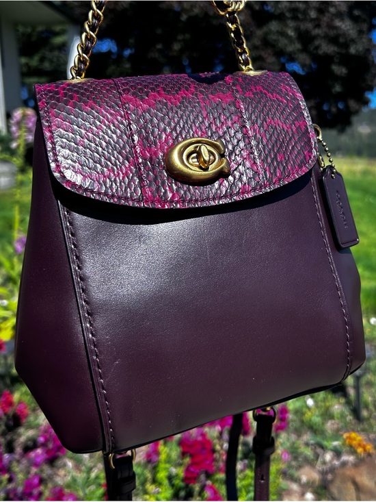COACH Parker 16 Exotic Flap and Smooth Leather Convertible Backpack in Deep Red main image 6